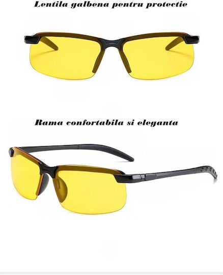 Ochelari De Vedere Nocturnă Alista Home Polarizați Pentru Conducere Ciclism Protecție Lentile Galbene Rama Neagră Pc 14 X 3.7 Cm 15.2 G