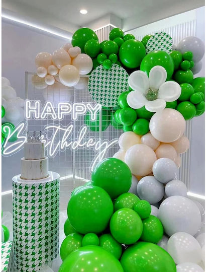 Set of 12 Birthday Latex Balloons Green 13cm