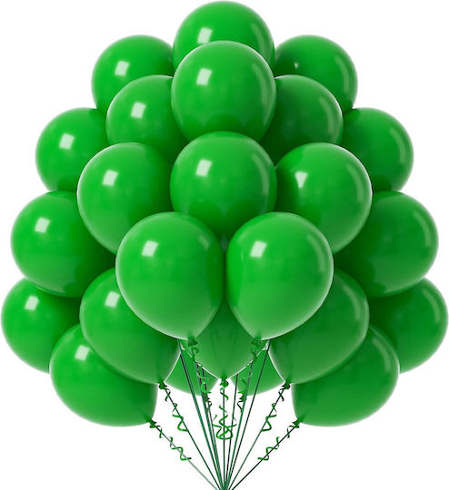 Set of 12 Birthday Latex Balloons Green 13cm
