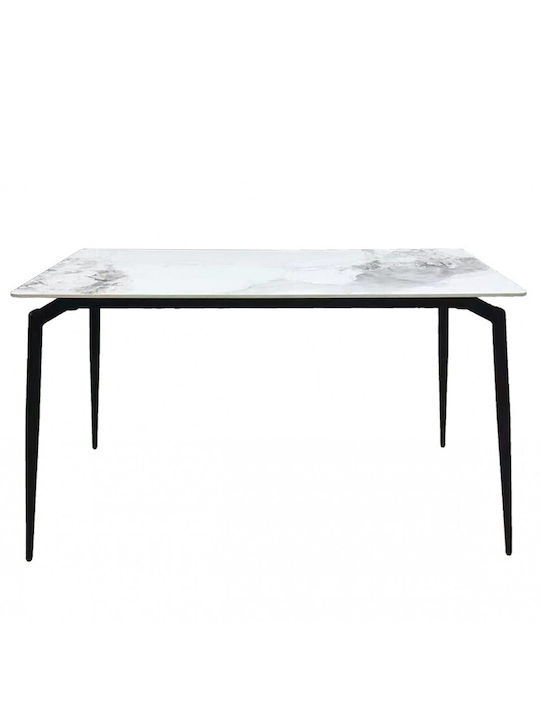 Crystal Masă cu Suprafață din Sticlă Albă 140x80x75cm