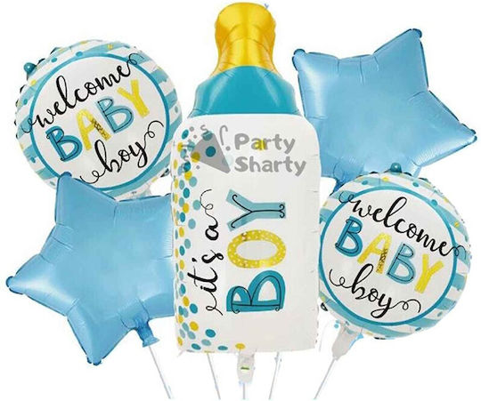 Set 5 Baloane Dezvăluire De Gen Latex Albastre Jumbo 77 cm