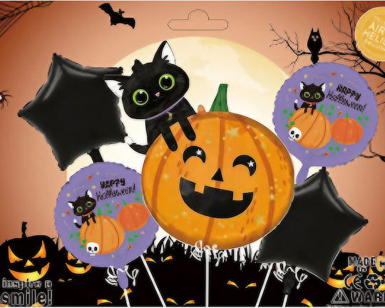 Set 5 Luftballons Halloween Folie Orange Jumbo 84cm