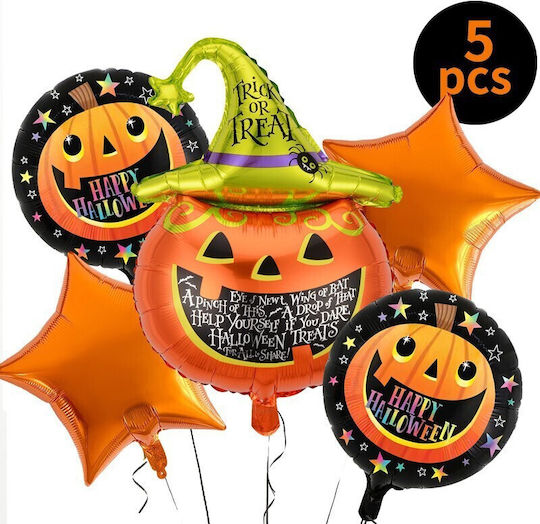 Set 5 Baloane Halloween Folie Portocalii Jumbo 87 cm