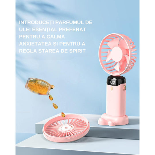 Ultra Portable Fan Aromatherapy Alista Home 3 In 1 Handheld Desk Neck 5 Speed Levels Usb Charging 12h Battery Life Foldable Lcd Screen Pink