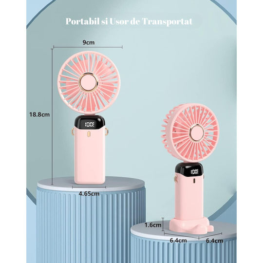 Ultra Portable Fan Aromatherapy Alista Home 3 In 1 Handheld Desk Neck 5 Speed Levels Usb Charging 12h Battery Life Foldable Lcd Screen Pink