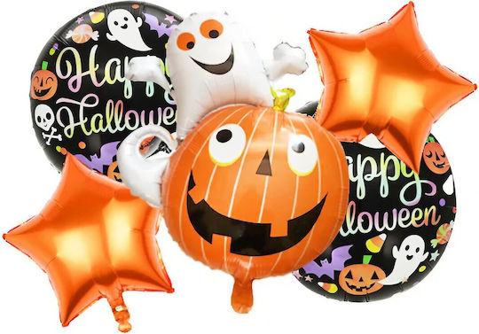 Σετ 5 Μπαλόνια Halloween Foil Πορτοκαλί Jumbo 80εκ.
