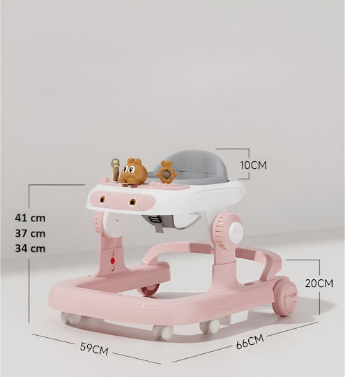 Alista Home Baby Walker with Music Pink