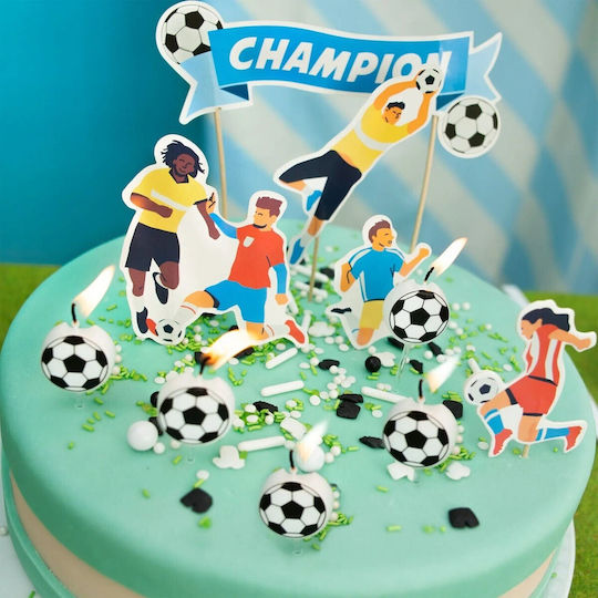 Set 5 Lumanări De Ziua De Naștere Alista Home Mingii De Fotbal Model 3.5 Cm Ceară Albă Neagră