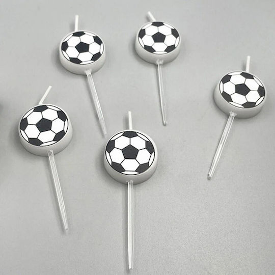 Set 5 Lumanări De Ziua De Naștere Alista Home Mingii De Fotbal Model 3.5 Cm Ceară Albă Neagră