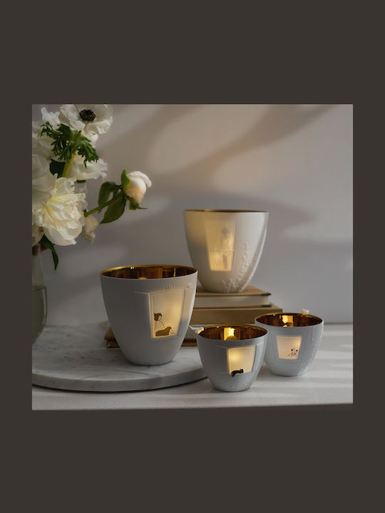 Raeder Poetry Light Porcelain Candle Holder Suitable for Tealights in White Colour 9.1cm