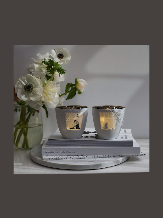 Raeder Poetry Light Candle Holder Suitable for Tealights Porcelain in White Colour 9.5x9.5x9cm