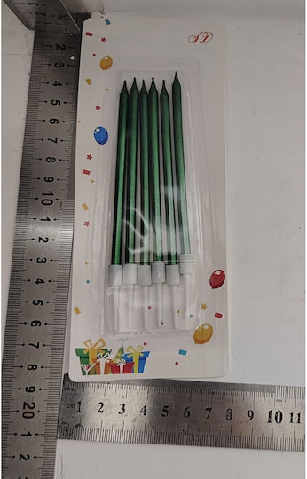 Set 6 Lumanări De Ziua De Naștere Alista Home Din Parafină 11 X 0 4 Cm Verde Lucios