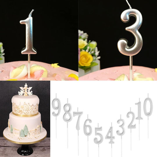 Cake Candle Alista Home Number 5 Model Party 4.5 X 2.5 Cm Paraffin Silver