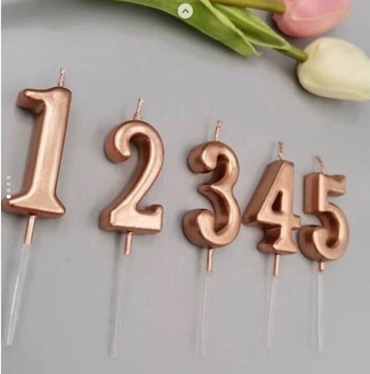 Lumânare De Tort Alista Home Număr 1 Model Petrecere 4.5 X 2.5 Cm Parafină Rose Gold