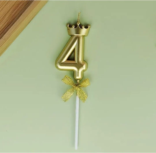 Number 4 Birthday Candle Crown Design Gold Alista Home Party