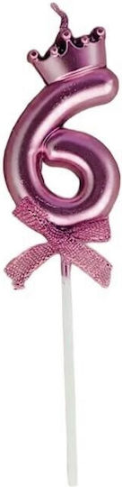 Lumânare Numărul 6 Alista Home Coroană Fundiță Design Tort 6 X 2,5 Cm Violet