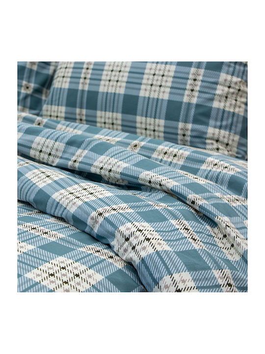 Lino Home Single Bed Sheets Set 170x260cm Blue 3 Pieces