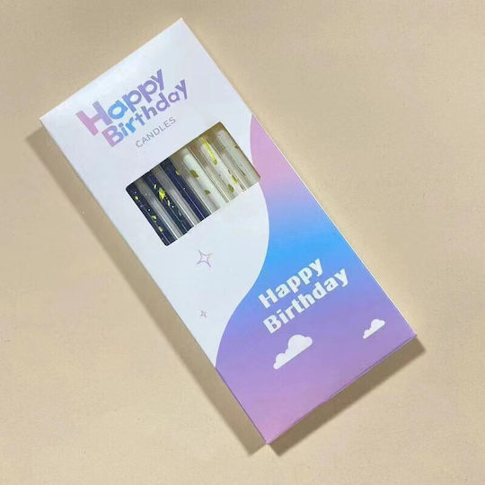 Set 6 Lumanări Lungă Alista Home Parafină 10 X 0.5 Cm Happy Birthday Alb Negru