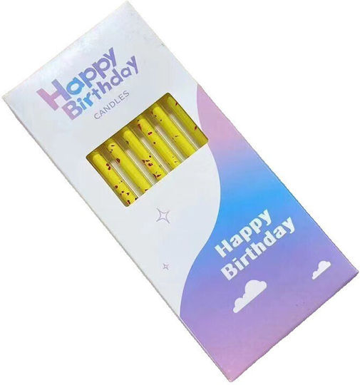 Set 6 Lumanări Lungă Alista Home Parafină 10 X 0 5 Cm La Mulți Ani Galbene