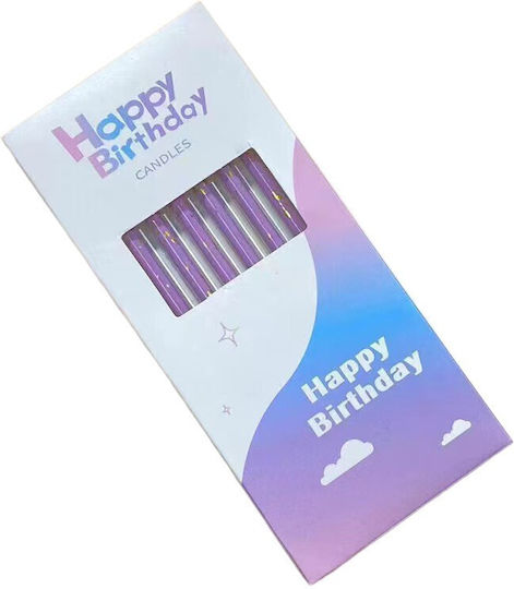 Set 6 Lumanări Lungă Alista Home Parafină 10 X 0.5 Cm Violet La Mulți Ani