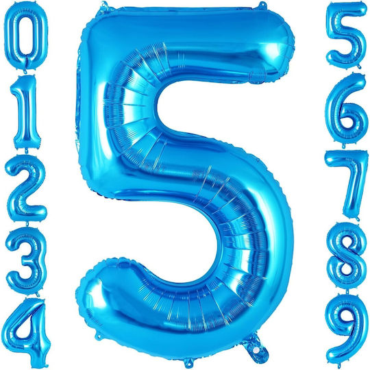 Number 5 Foil Jumbo Blue 100cm