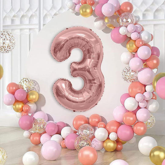 Număr 3 Folie Rose Gold 40 cm