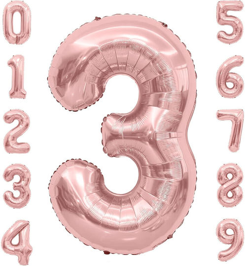 Număr 3 Folie Rose Gold 40 cm