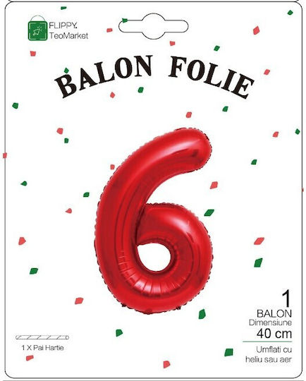 Number 6 Foil Red 40cm