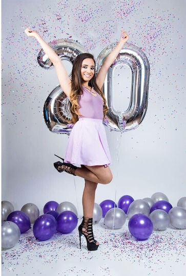 Număr 0 Folie Argintie 40 cm