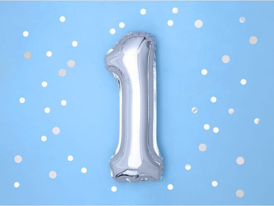 Αριθμός 1 Foil Jumbo Ασημί 100εκ.