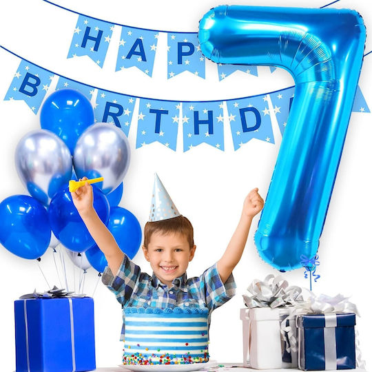 Number 7 Foil Jumbo Blue 100cm