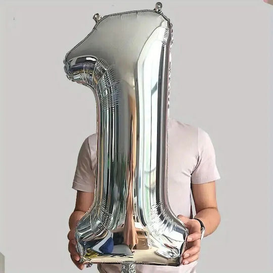 Nummer 1 Folie Jumbo Silber 81cm
