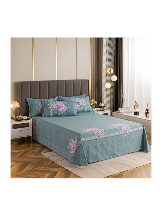 4 Seasons Collection Σετ Παπλωματοθήκη Φανελένια Υπέρδιπλη 220x240cm 2 Μαξιλαροθήκες & 1 Σεντόνι Πετρόλ