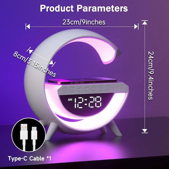 Uncle George Tabletop Digital Clock Plastic with Alarm Clock Radio and Wireless Charging White 01.06.04-0012