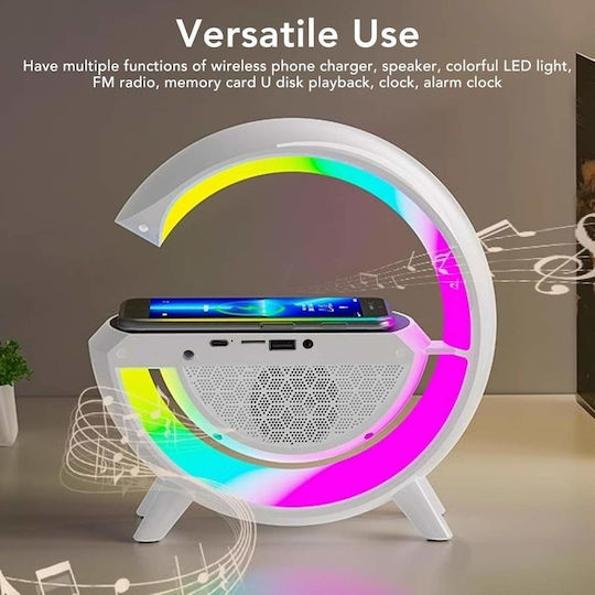 Uncle George Tabletop Digital Clock Plastic with Alarm Clock Radio and Wireless Charging White 01.06.04-0012