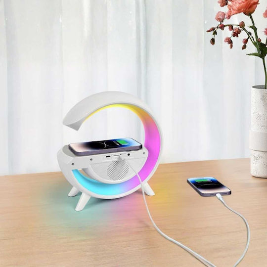 Uncle George Tabletop Digital Clock Plastic with Alarm Clock Radio and Wireless Charging White 01.06.04-0012
