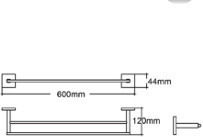 Conset Double Wall-Mounted Bathroom Rail with Screws Black