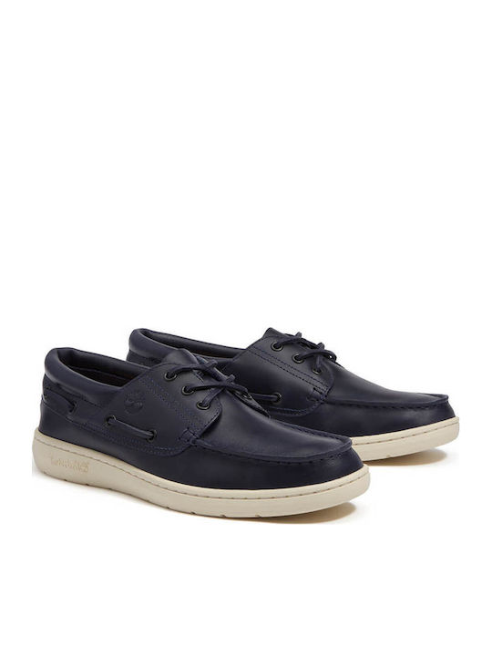 Men's Leather Boat Shoes Blue