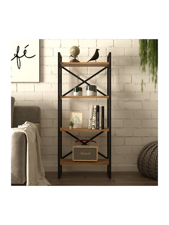 Βιβλιοθήκη Viana Atlantic Pine/μαύρο 58x30x138εκ.
