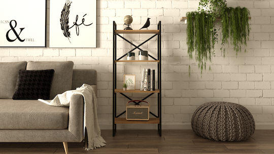 Bücherregal Viana Atlantic Pine/Schwarz 58x30x138cm