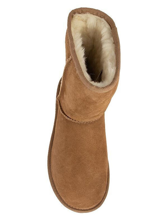 Suede Snow Boots with Fur Classic Short II Chestnut