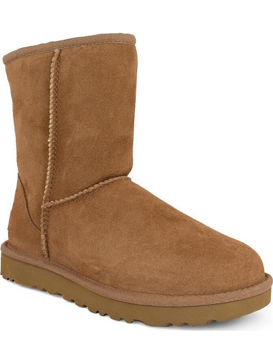 Suede Snow Boots with Fur Classic Short II Chestnut