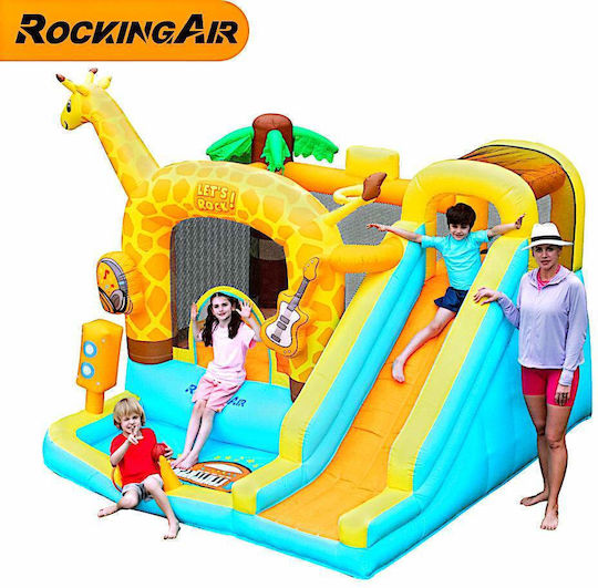 Fun Baby Inflatable Giraffe with Trampoline and Slide for Ages 3+