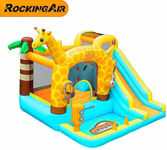 Fun Baby Inflatable Giraffe with Trampoline and Slide for Ages 3+