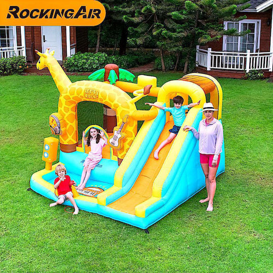 Fun Baby Inflatable Giraffe with Trampoline and Slide for Ages 3+