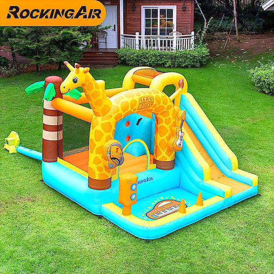 Fun Baby Inflatable Giraffe with Trampoline and Slide for Ages 3+