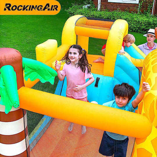Fun Baby Inflatable Giraffe with Trampoline and Slide for Ages 3+
