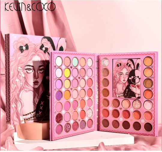 Kevinandcoco Set Fard de Pleoape 2 În 1 62 Nuanțe Paletă Mini Tip Carte Paletă Iluminator Rezistență Îndelungată 22 X 17 Cm 430 G Multicolor
