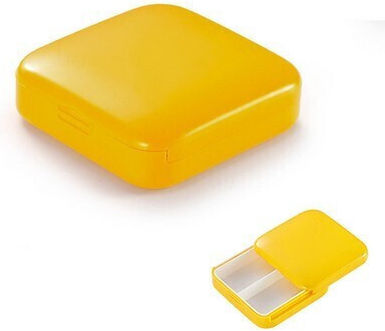 Medicine Storage Box 2 Compartments Sliding Yellow Square Alista Home Airtight Closure