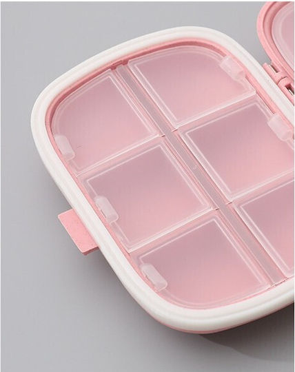 Organizator De Medicamente Plastic 8 Compartimente 0,1 L Roz Alista Home 11 X 7 Cm